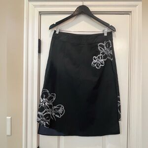 Lole Black Asymmetrical Skirt with White Floral Design